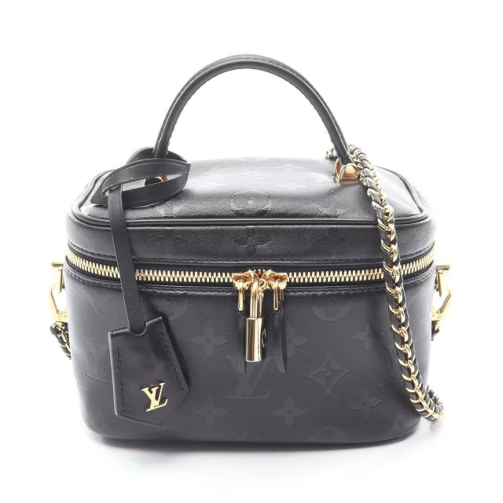 Louis Vuitton Vanity Handbag Leather Monogram Ink Black